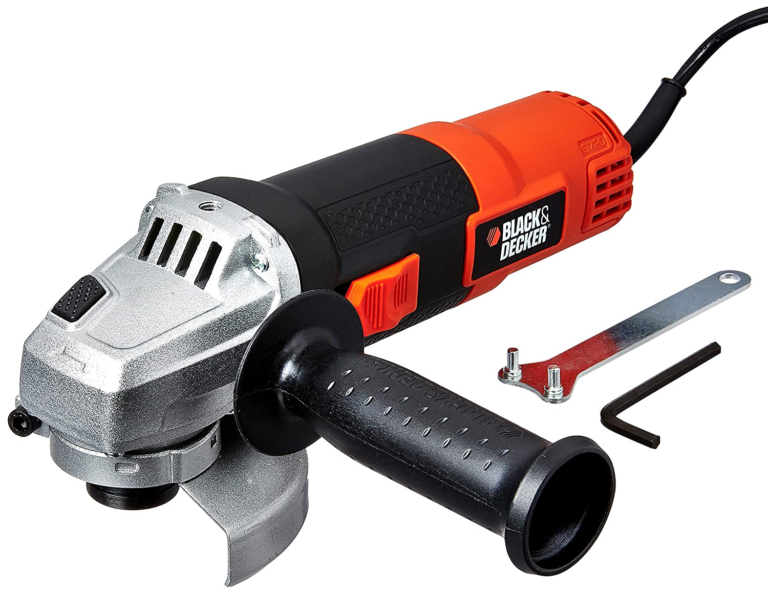 BLACK + DECKER G720 820W 4''/100mm Small Angle Grinder (Red & Black)